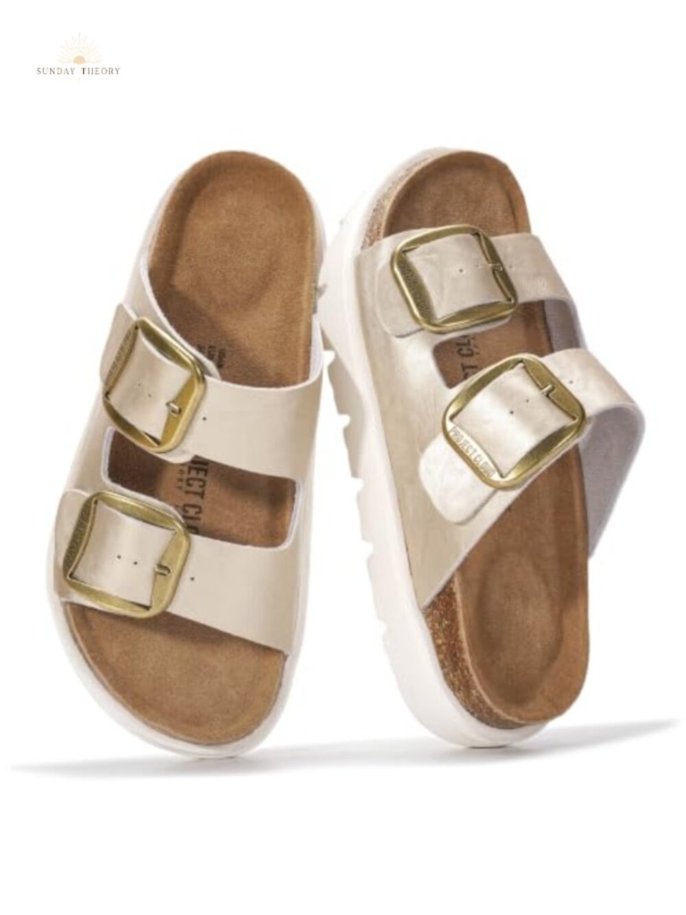 Genuine Leather Platform Sandals for Women Cork Footbed Slip On Summer